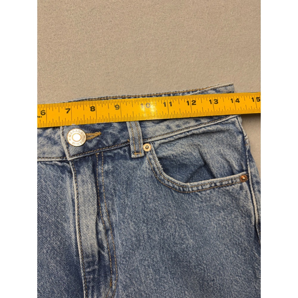 Garage Street Wide Leg Jeans Women 7 28 Blue Denim Y2K High Rise Seam Detail - Picture 6 of 10